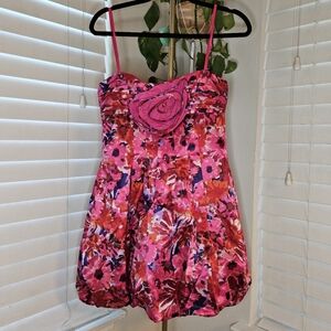 BCBGMaxAzria Begonia Combo Floral Pink Bubble Dress